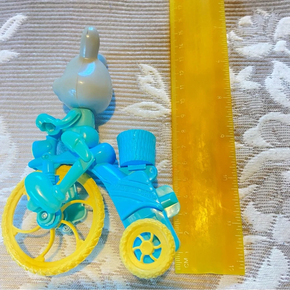 Vintage Easter Bunny Wind Up Toy Plastic Tricycle Rabbit